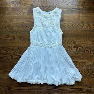 Free People Ivory Embroidered Sleeveless Dress | Size 4